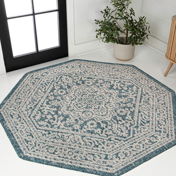 Sinjuri Medallion Textured Weave Indoor/outdoor Octagon Rug